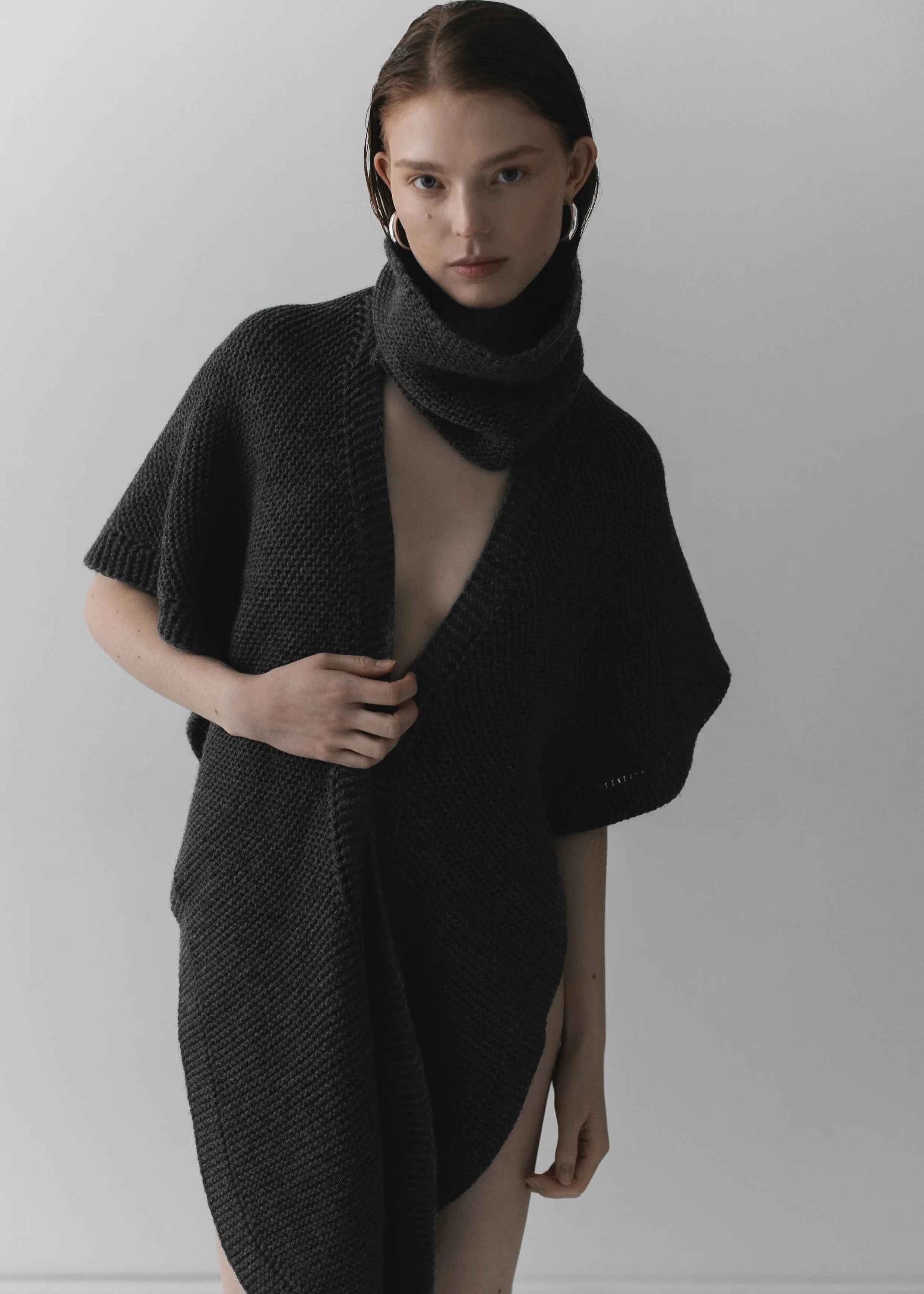 Airylight Chunky Shawl Charcoal Melange