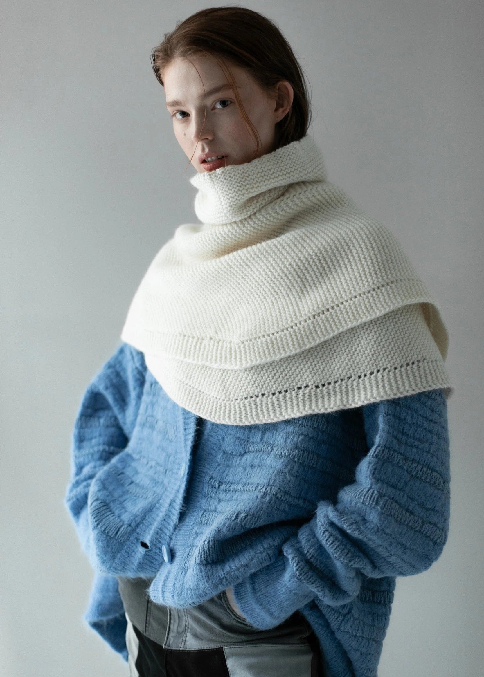 ★ADAUL★ Wool long wide muffler sky blue MUSINSA | SILN Long cloud boucle knit muffler (BABY BLUE)